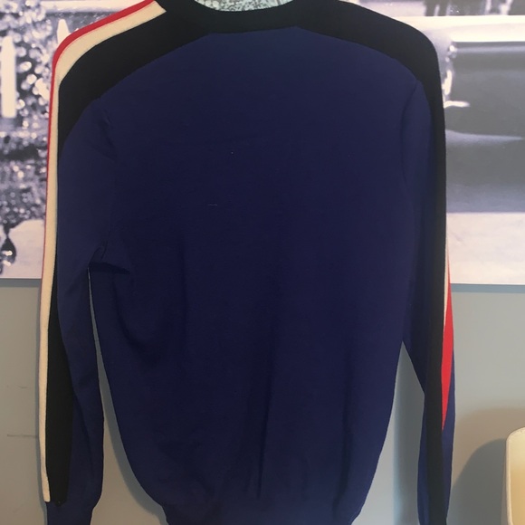 VTG Lacoste Men's Navy Sweater with Red and White Stripes EUC - Picture 5 of 5